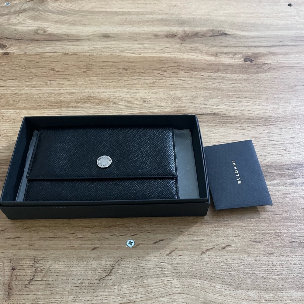 Bulgari Black leather wallet
